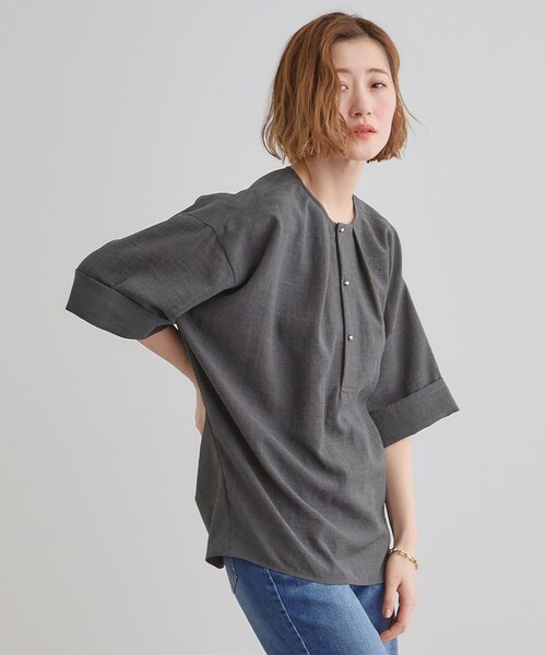grove（グローブ） ブラウス シャツ 半袖 ドルマンタックシャツ