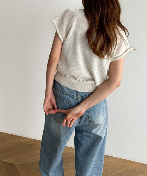 ニット セーター El mar　リネン混ショートスリーブポロニット レディース CANAL JEAN｜El mar リネン混ショートスリーブポロニット
