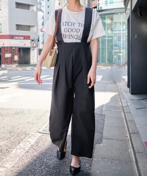 サロペット オーバーオール バックベルトデザイン ハイウエスト