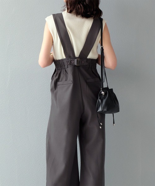 サロペット オーバーオール バックベルトデザイン ハイウエスト