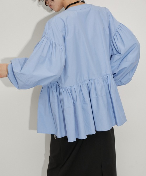 ADAM ET ROPE'（アダムエロペ） 長袖ブラウス FREE サックスブルー