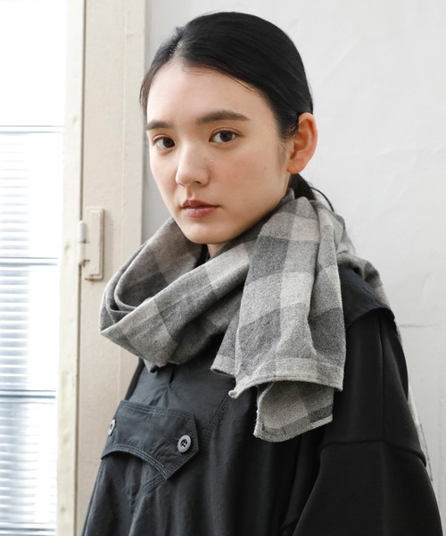 マフラー ストール 「Brocante / ブロカント」 ヤク混フランネルチェック エトール レディース