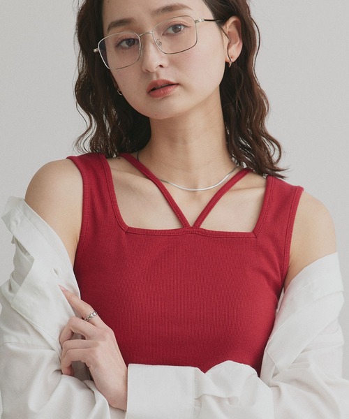 ad thie（アドティエ） タンクトップ ノースリーブ 2wayネック