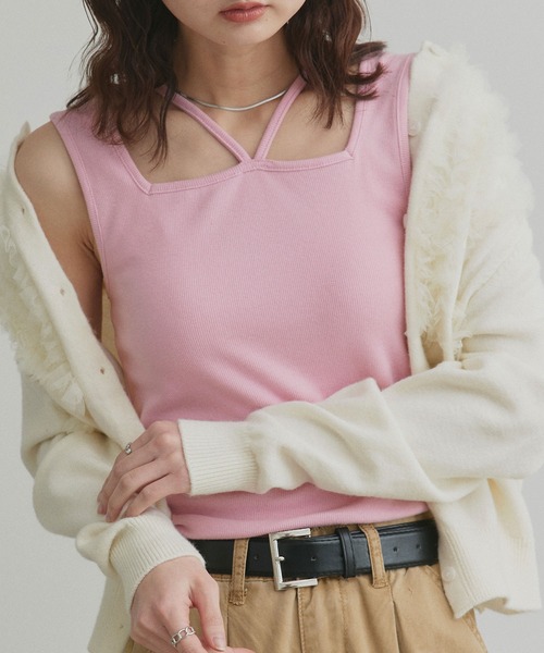 ad thie（アドティエ） タンクトップ ノースリーブ 2wayネック