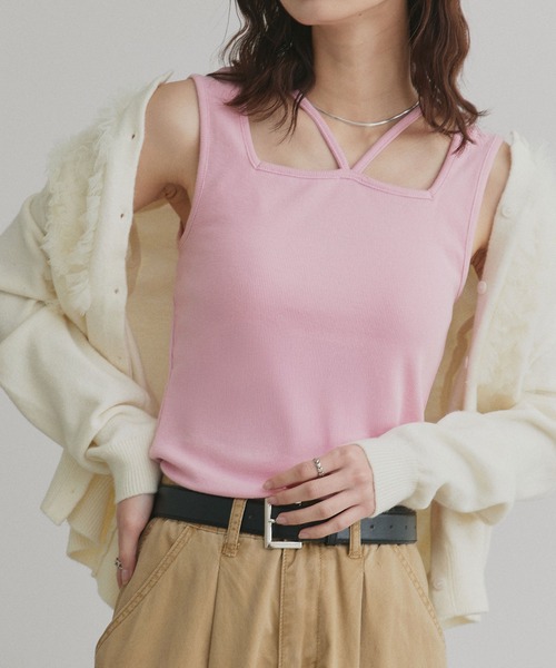 ad thie（アドティエ） タンクトップ ノースリーブ 2wayネック