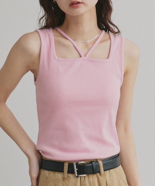 ad thie（アドティエ） タンクトップ ノースリーブ 2wayネック