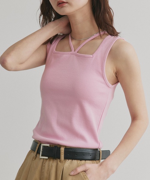 ad thie（アドティエ） タンクトップ ノースリーブ 2wayネック