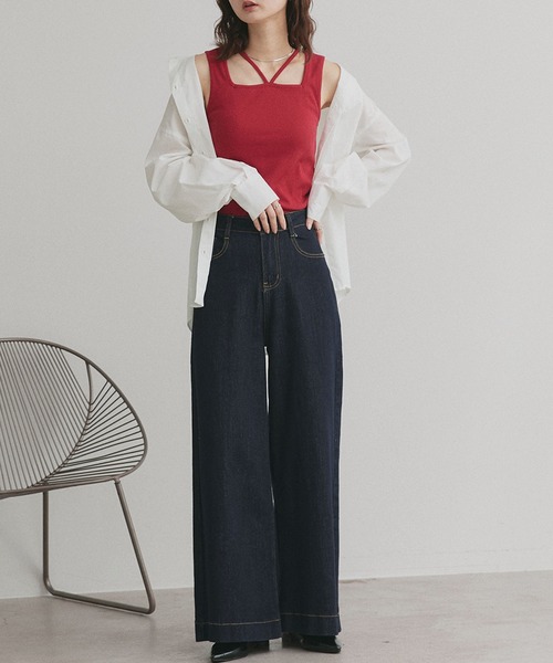 ad thie（アドティエ） タンクトップ ノースリーブ 2wayネック