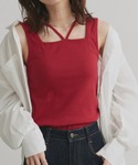タンクトップ ノースリーブ 2wayネック ス...の詳細画像3