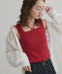 タンクトップ ノースリーブ 2wayネック ス...の詳細画像4
