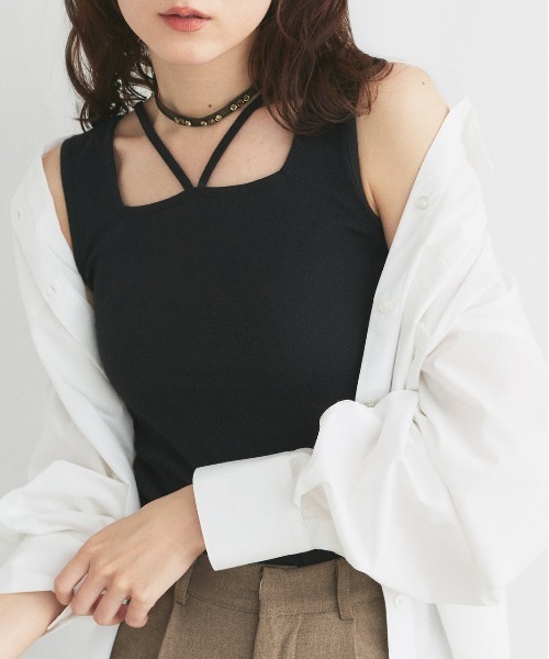 タンクトップ ノースリーブ 2WAY ASYMMETRY TT / 2WAYアシンメトリータンクトップ レディース UN3D. タンクトップ ノースリーブ 2WAY ASYMMETRY TT / 2WAY