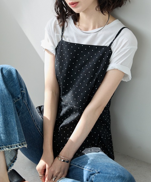 D&G ブラック ドット柄 キャミソール EU-S each alchemist キャミソール 「セットアップ対応」ドット柄