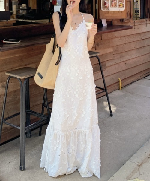【海外限定】GinaBacconi ワンピース☆Jocelyn Tier White Dress Lサイズあり【DEA./ディア】サテン/ フリル/ バストジップ