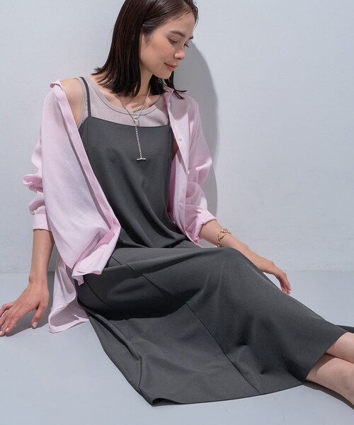 INDIVI ワンピース 「接触冷感／UVケア」エアリージョーゼット