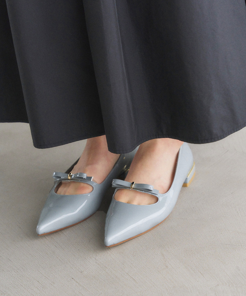 LE TALON シューズ ポインテッドストラップリボンフラット