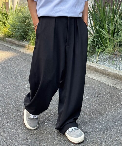 Pants ワイド パンツ ワイドパンツ スラックス メンズ レディース　M9 GeeRA スラックス パンツ 夏 にぴったり！インタックスラックス