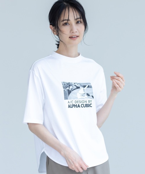 未入荷レディースカステルバジャックゴルフマルチカラーラインモックネックTシャツ WOMEN】【吸水速乾／UVカット】スポーティ モックネック