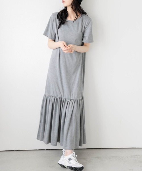 ワンピース ギャザーTシャツワンピース : ZOZOTOWN Yahoo!店 - 通販