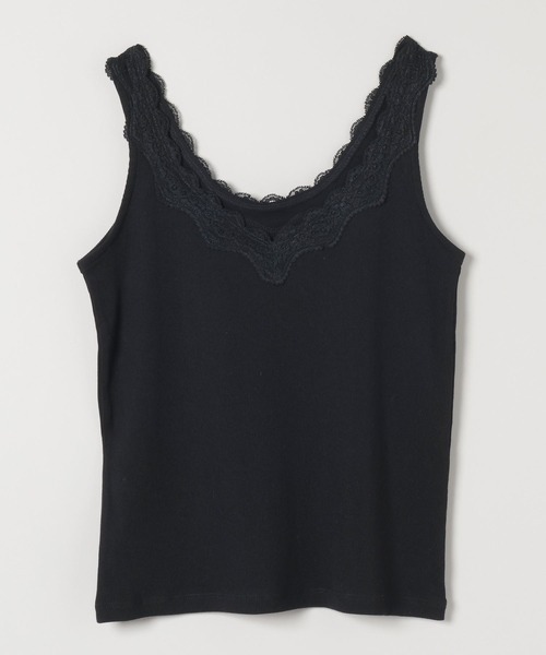 D&G♡ブラック♡タンクトップ ♡サイドレース JEANASIS（ジーナシス） タンクトップ ノースリーブ レーストリム