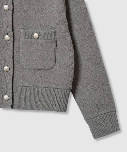 ANAYI ウールウークレブルゾン カーディガン グレー 36 ANAYI（アナイ） カーディガン ウールブークレブルゾン カーディガン