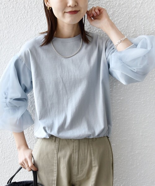 新品　シップス レディース　トップス　カットソー　プルオーバー　Tシャツ ブルー SHIPS - 新品 シップス レディース トップス カットソー プルオーバー