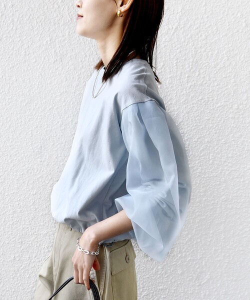 SHIPS（シップス） tシャツ 「WEB限定」「手洗い可能」シアー コンビ