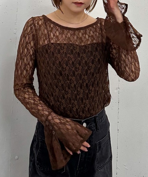 archives（アルシーヴ） tシャツ カットレースフレアスリーブTOPS