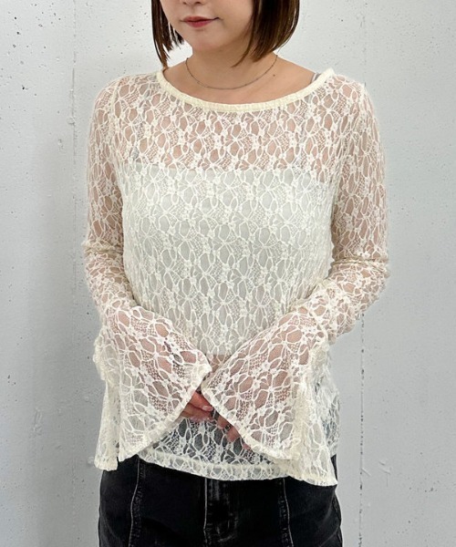 archives（アルシーヴ） tシャツ カットレースフレアスリーブTOPS