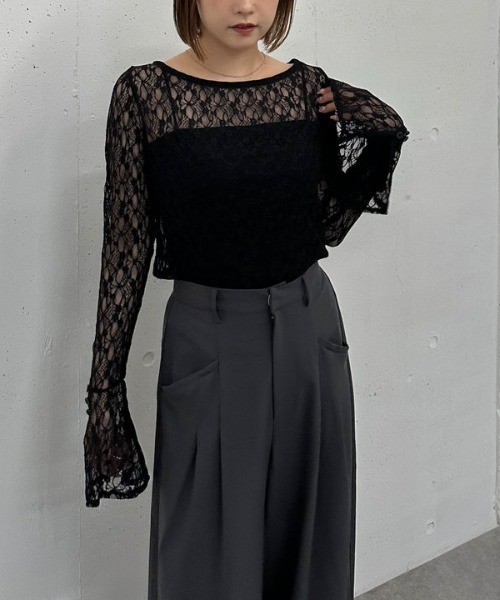 archives（アルシーヴ） tシャツ カットレースフレアスリーブTOPS