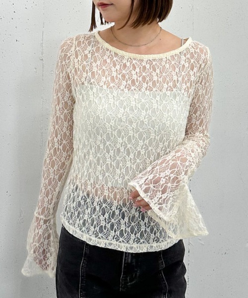 archives（アルシーヴ） tシャツ カットレースフレアスリーブTOPS