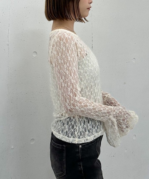 archives（アルシーヴ） tシャツ カットレースフレアスリーブTOPS