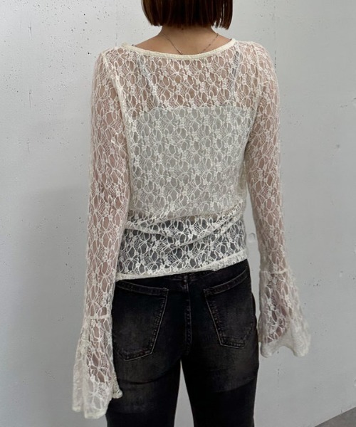 archives（アルシーヴ） tシャツ カットレースフレアスリーブTOPS