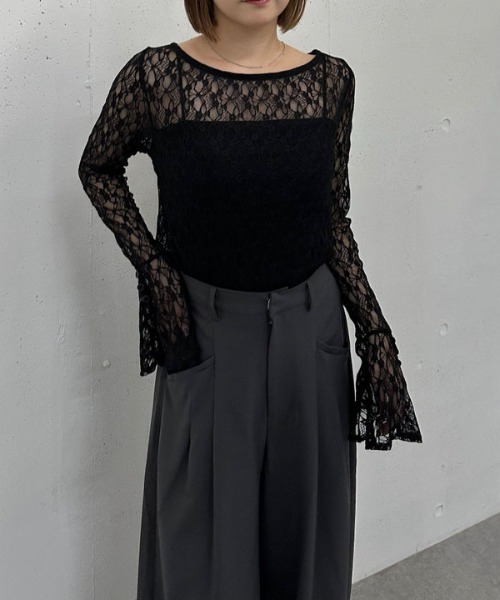 archives（アルシーヴ） tシャツ カットレースフレアスリーブTOPS