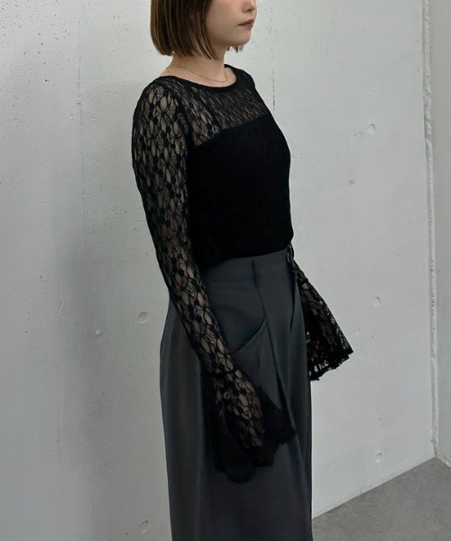 archives（アルシーヴ） tシャツ カットレースフレアスリーブTOPS
