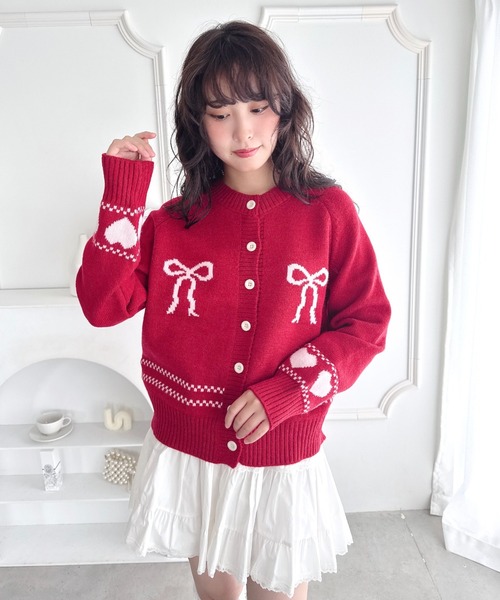 Bibiy ポンポン ニット カーディガン cardigan ハート ☆即日発送☆ Bibiy ポンポンニット カーディガンの通販 by RAN's shop