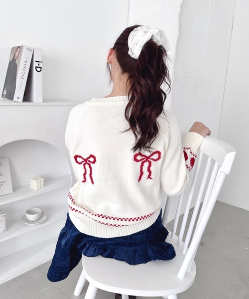 BLUMARINE(ブルマリン) カーディガン サイズI44 L レディース - 白×レッド×グリーン 長袖/花柄 Blumarine - BLUMARINE(ブルマリン) カーディガン サイズI44 L