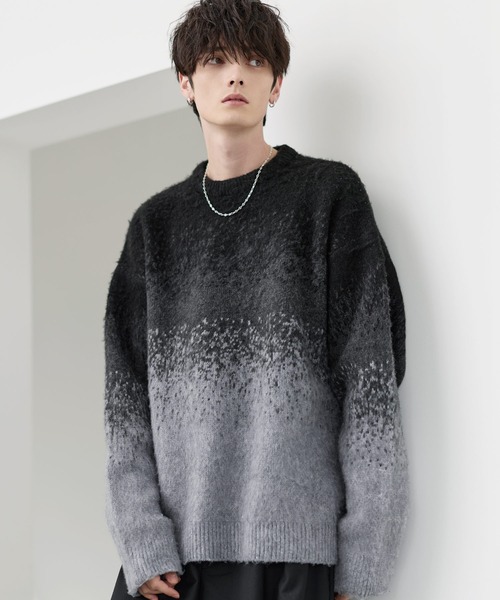 セーター ニット ウールブレンドシャギーデザインニット メンズ
