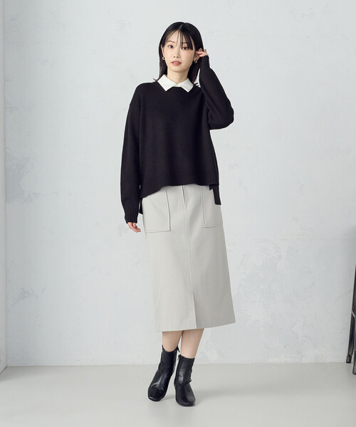 COMME CA ISM（コムサイズム） スカート フラノ調ジャージータイト