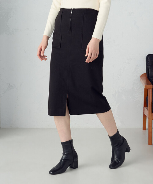 COMME CA ISM（コムサイズム） スカート フラノ調ジャージータイト