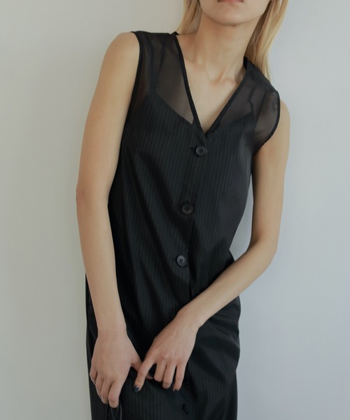 「anuke」 ノースリーブワンピース 38inch ブラック レディース_画像3