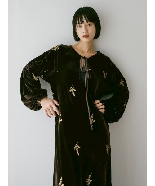 ワンピース shirring drape velour dress shirring drape velour dress 【公式通販】