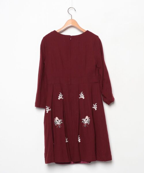 「Bon mercerie」 花柄長袖ワンピース 38 レッド レディース_画像2