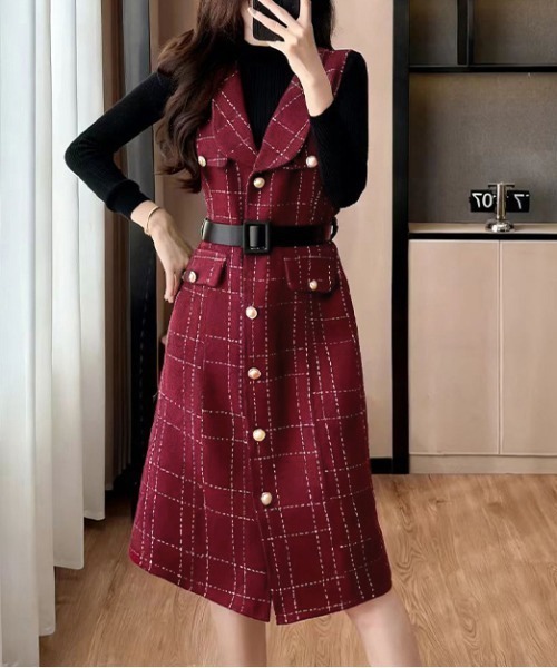 gossip!ロサンゼルス ワンピース Y2K レトロ チェック柄ベスト