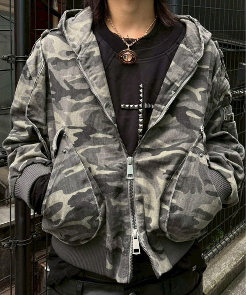 ジャケット・アウター touyasound ブルゾン アウター 「Never mind the XU」camouflage zip up jacket