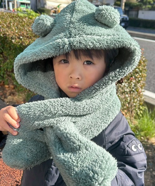 DONOBAN（ドノバン） マフラー クマ耳＆恐竜 フードマフラー キッズ