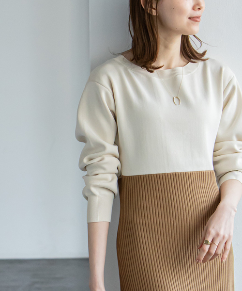 「NOBLE」 ニットワンピース FREE オフホワイト レディース_画像2