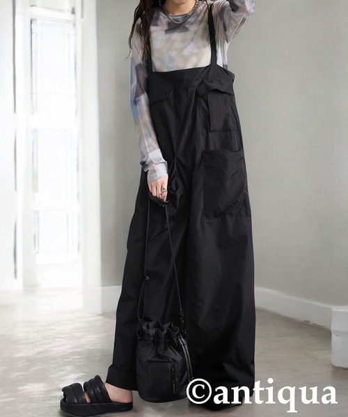 antiqua（アンティカ） サロペットスカート R ブラック レディース