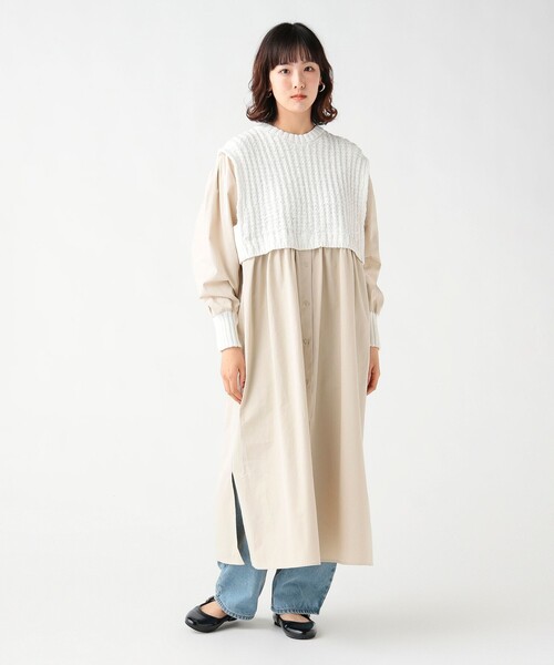 BEAMS HEART（ビームス ハート） ワンピース ニット × ドッキング