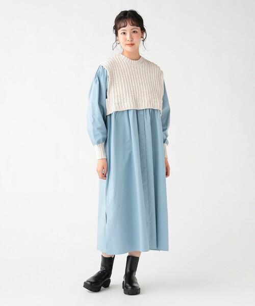 BEAMS HEART（ビームス ハート） ワンピース ニット × ドッキング