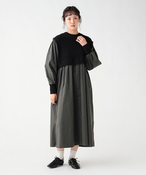 BEAMS HEART（ビームス ハート） ワンピース ニット × ドッキング